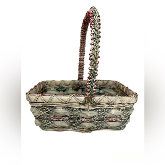 2 Large Beautiful Mauve, Teal Wicker Baskets - Picture 12 of 16